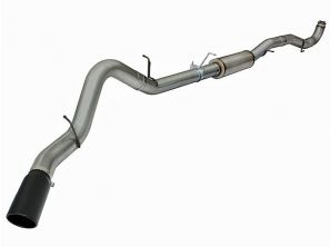aFe Power Large Bore-HD 5 Inch 409 Stainless Steel Down-Pipe Back Exhaust System - Black Tip