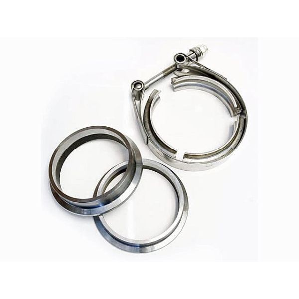2.5 Inch V-band Flange and Clamp SET Flat Machined MILD STEEL - 3.10 Inch OD Flanges - Grooved for 2.5 Inch Tube-Turbo Accessories Universal VBand Clamps Turbochargers Search Results-39.000000